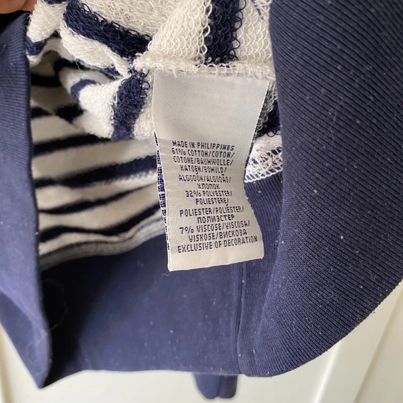 Polo Ralph Lauren Sweatshirt Jumper Top Striped Navy Blue White Size Medium - Picture 4 of 8